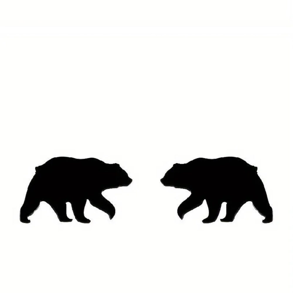 Black Bear Silhouette Stud stainless steel Earrings